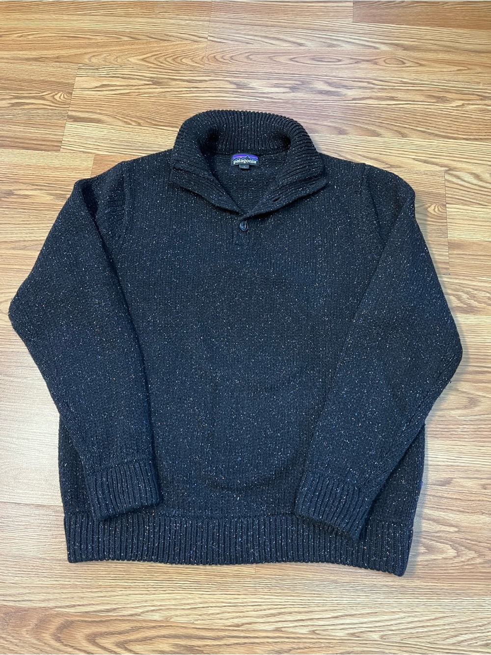 Patagonia Men's Black Fleck Shawl-Collar Turtleneck Sweater